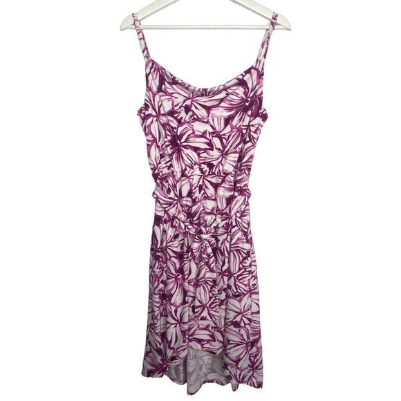 Ann Taylor Dress Women Small Purple White Sheath Midi Sleeveless Floral Stretch - Picture 1 of 13